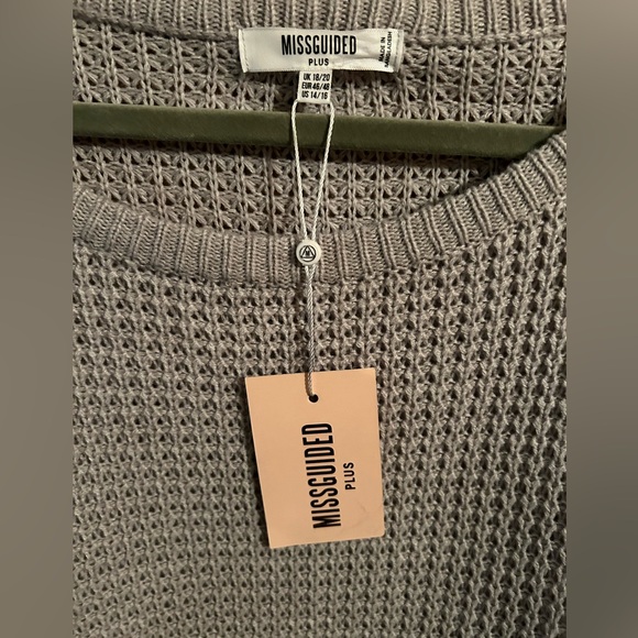 MISSGUIDED PLUS OFF THE SHOULDER SWEATER IN GRAY NWT - Picture 6 of 7